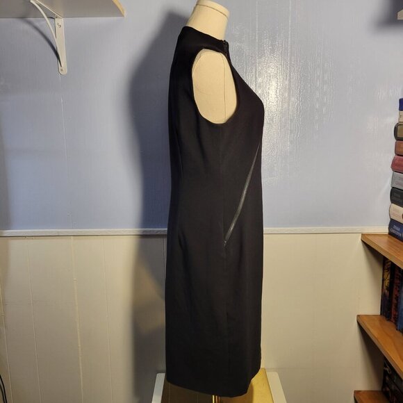 Calvin Klein Medium Classic Black Mid Neck Sleeveless Zippered Timeless Dress - Picture 4 of 8